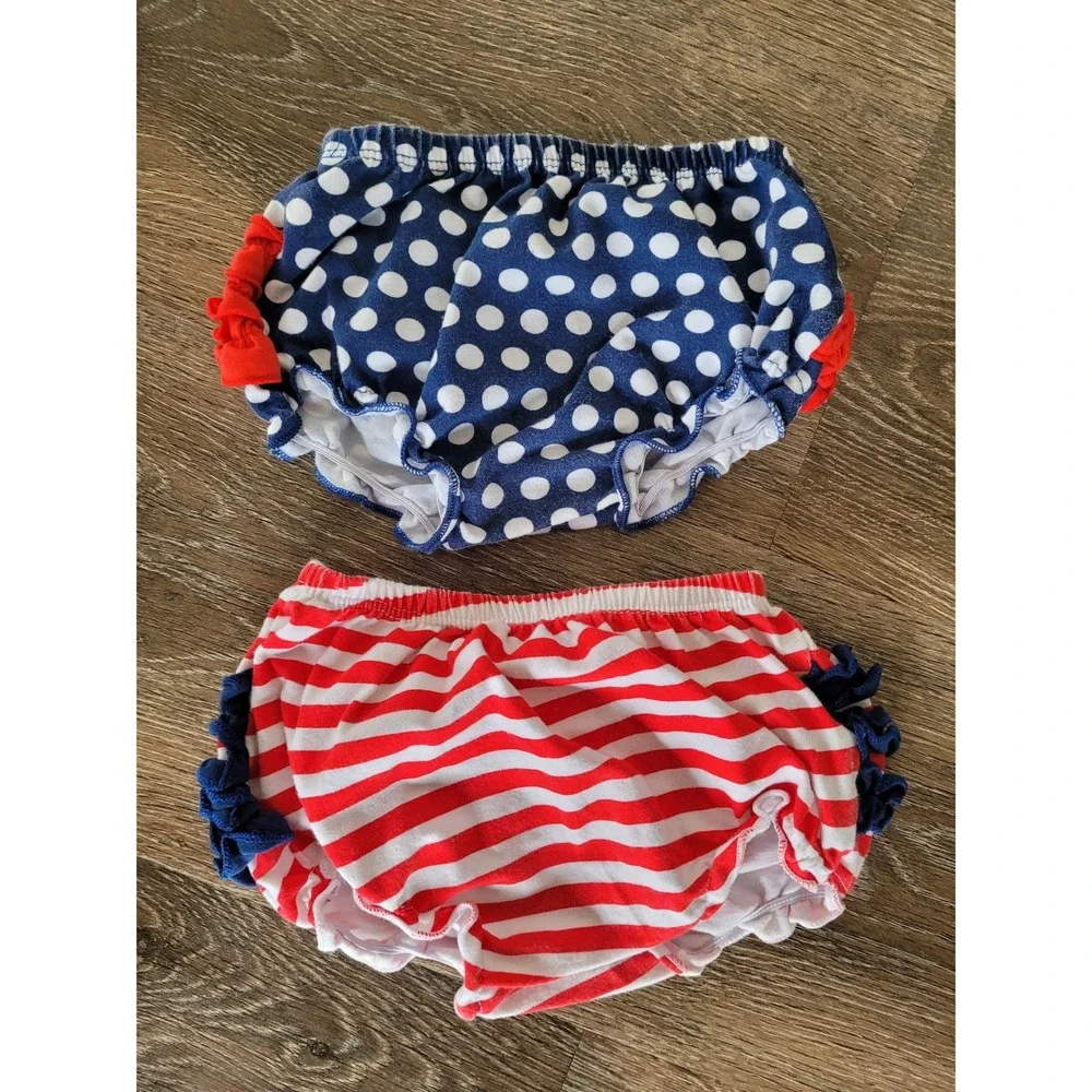 Ruffle Butts Patriotic Diaper Covers 0-6m Red White‎ Polka Dot Stripe Ruffle #6